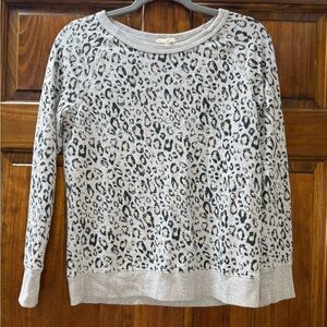 Soft Joie Gray Leopard Print Sweater